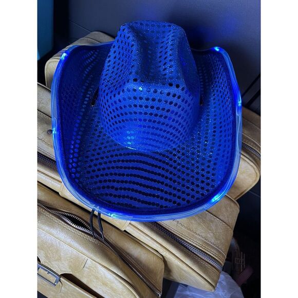 Funcredible Space Cowgirl Hat | Blue Light Up Cowboy Hat - Picture 7 of 16